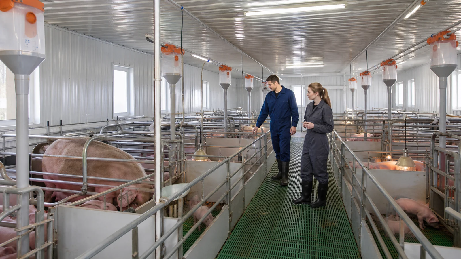 Farrowing Sow Pens and Service Aisles