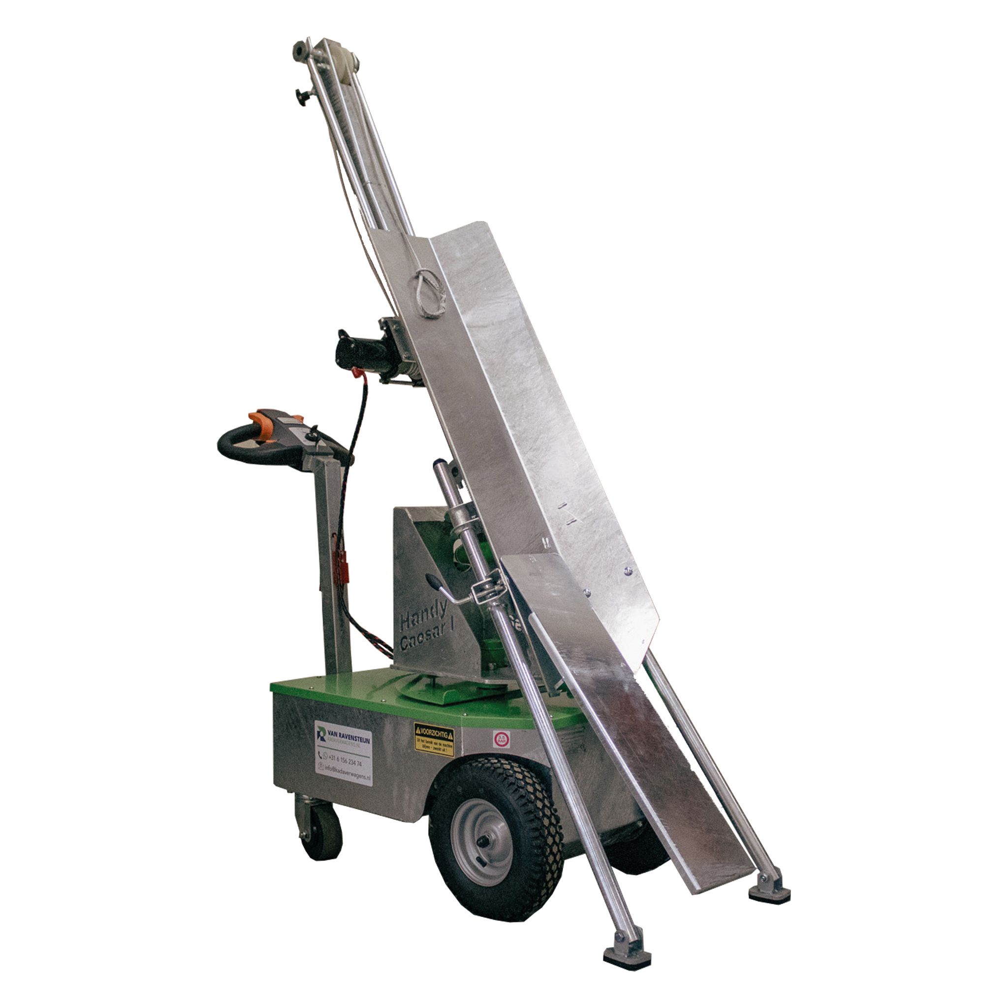 electric sow carcass transport cart with powered winch
