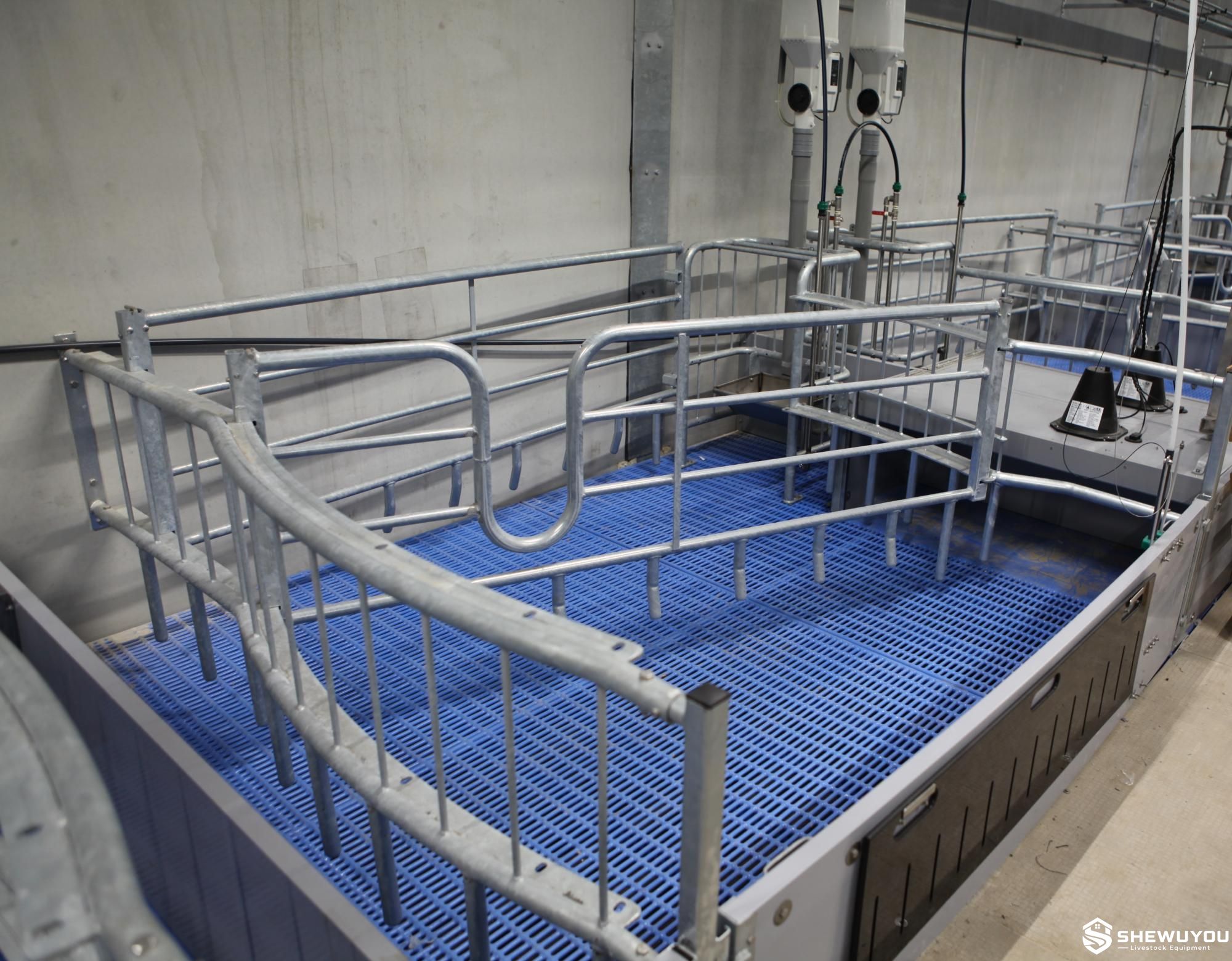 commercial pig flooring installation with steel floor supports
