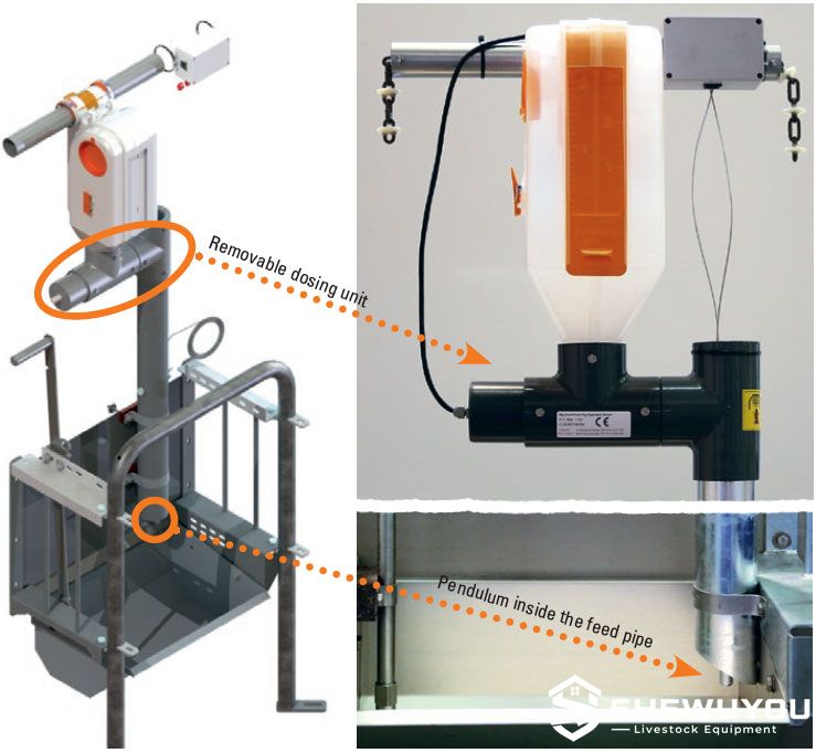 Individual Sow Feeder Dosing Unit and Pendulum Sensor