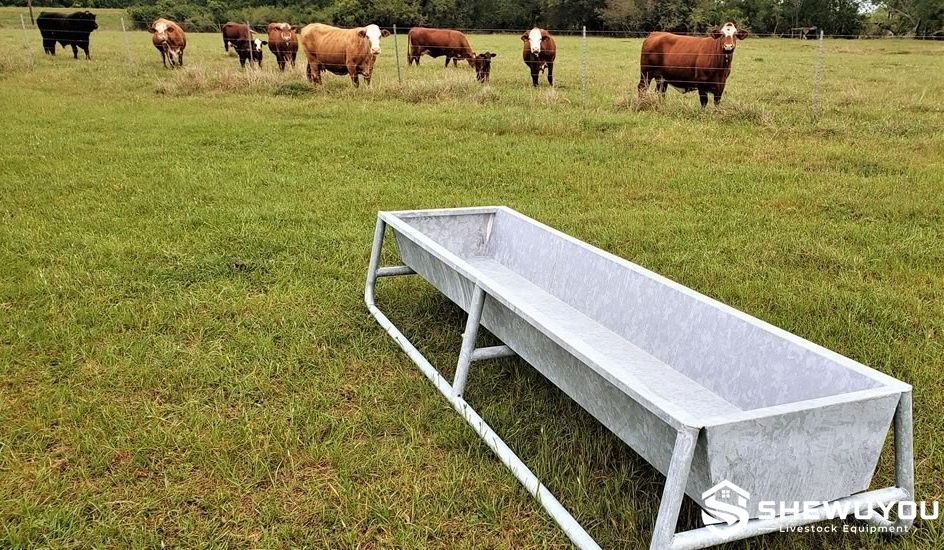 galvanized cattle trough outdoor feeding application