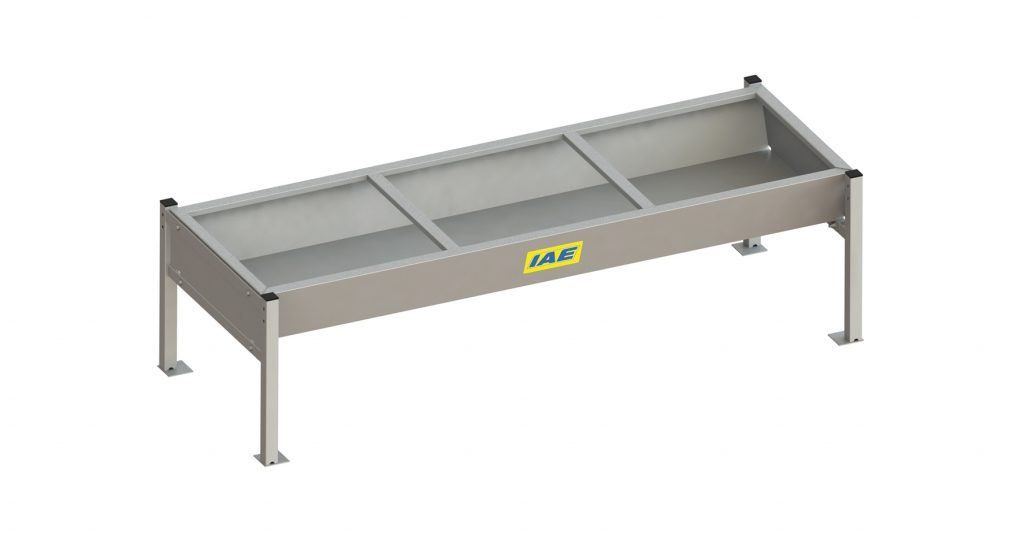 low-level cattle feed trough on legs