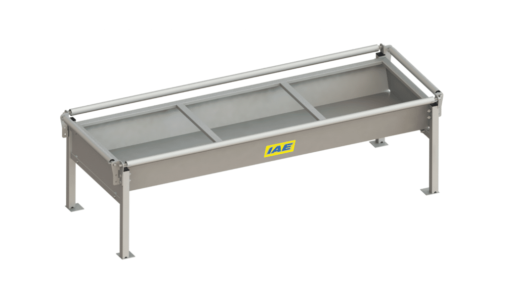 low-level cattle trough with optional protective roller kit