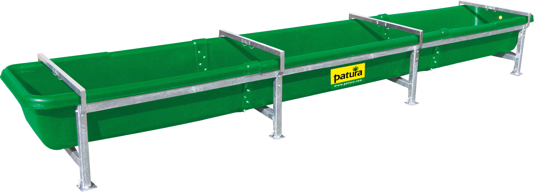 HDPE cattle silage trough with galvanized support frame
