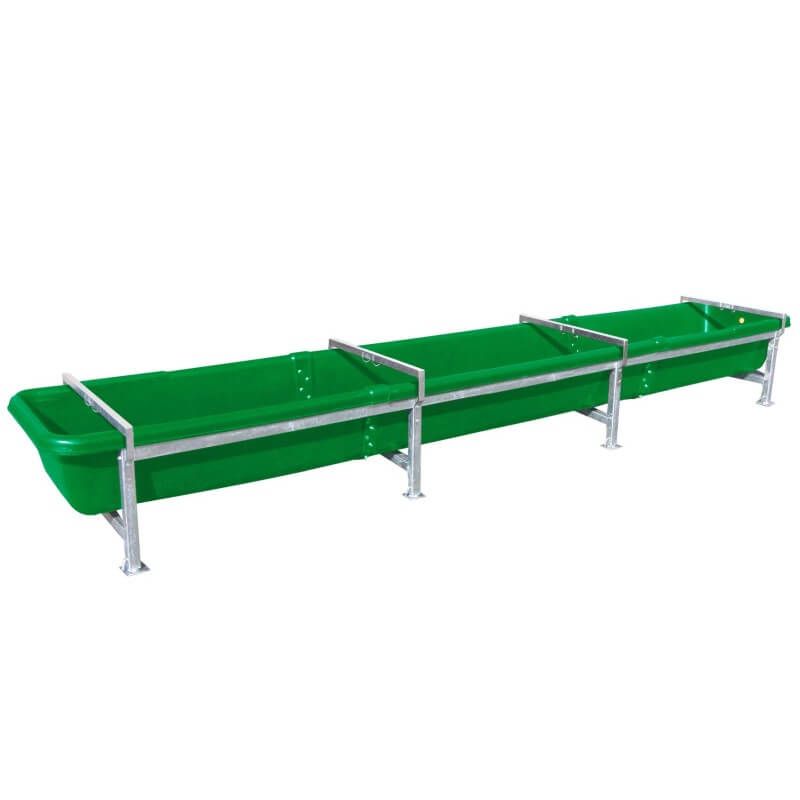 long HDPE cattle feed trough with safety bars