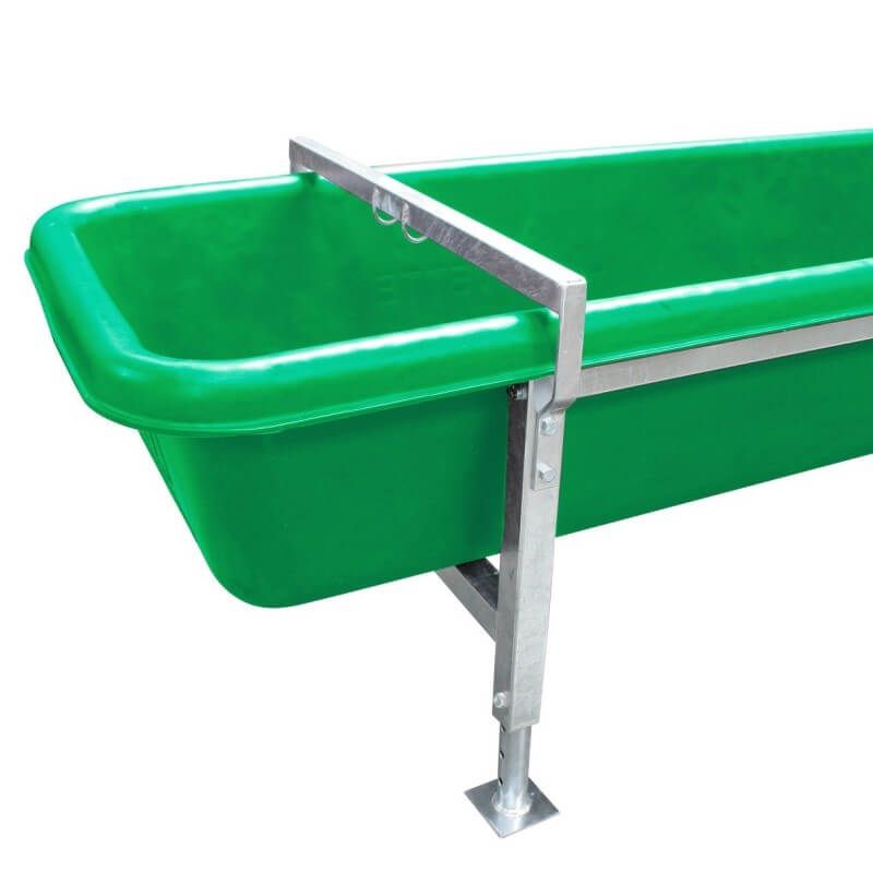 HDPE cattle feed trough adjustable leg and safety bar detail