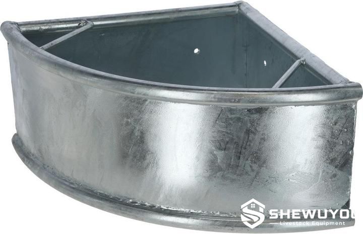 galvanized triangular cattle feed trough front view