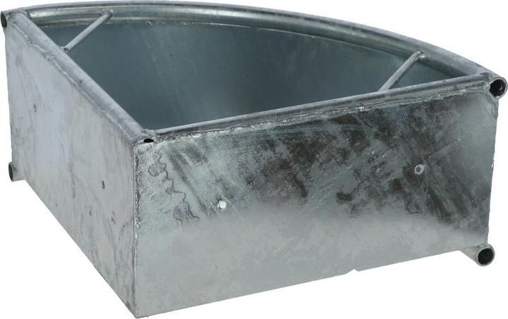 corner-mounted cattle feed trough rear view