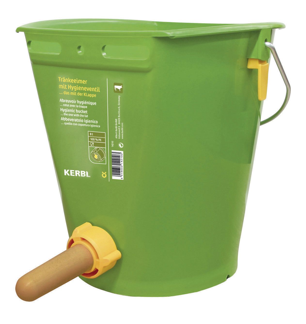 green 8L hygienic-valve calf feeding bucket