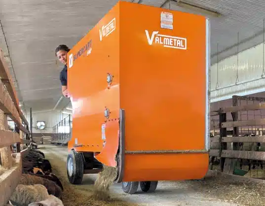 Feed Distribution Cart Working in Livestock Building