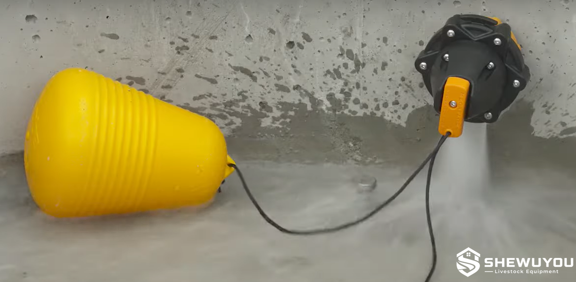 underwater livestock trough float valve operating with high water flow
