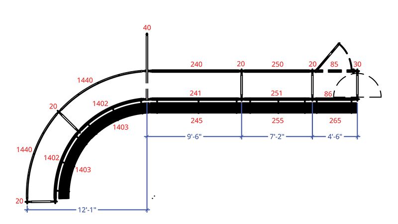 fixed-width cattle alley layout and gate configuration