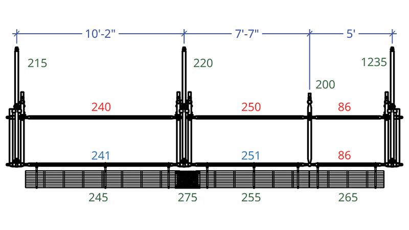 adjustable straight cattle alley with rolling doors and walkways
