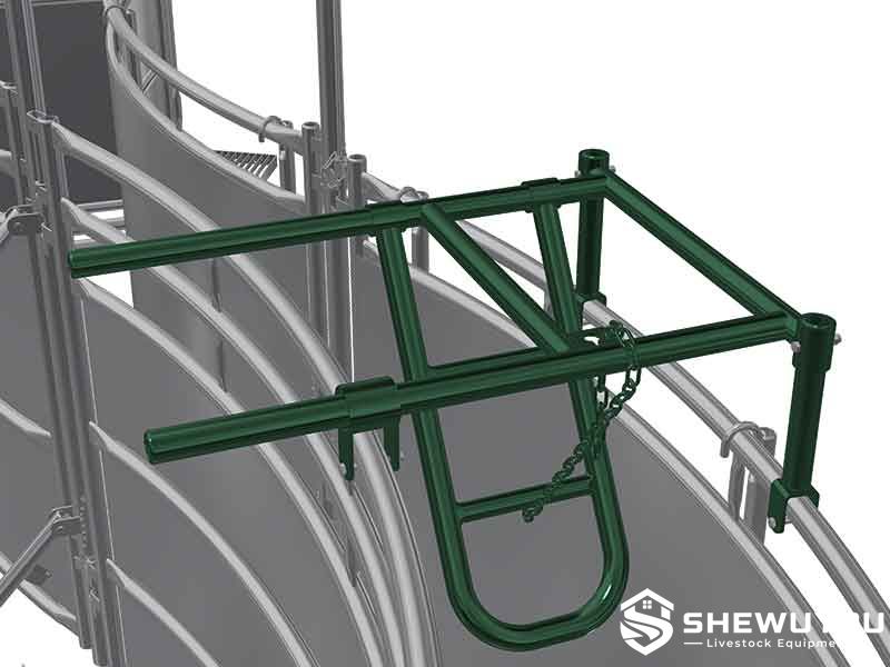 adjustable no-back stop installed on cattle handling alley