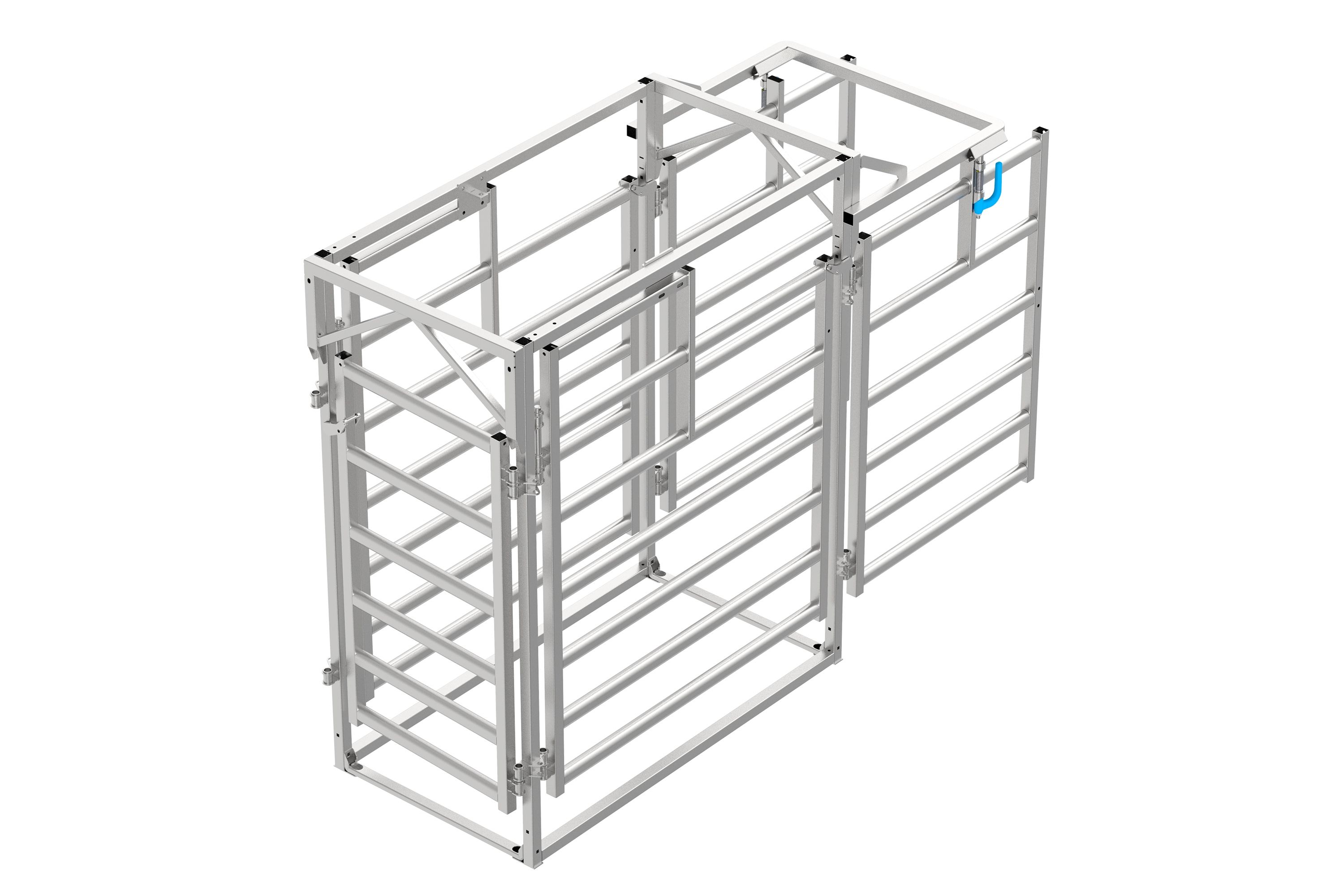 galvanized manual three-way cattle drafting module
