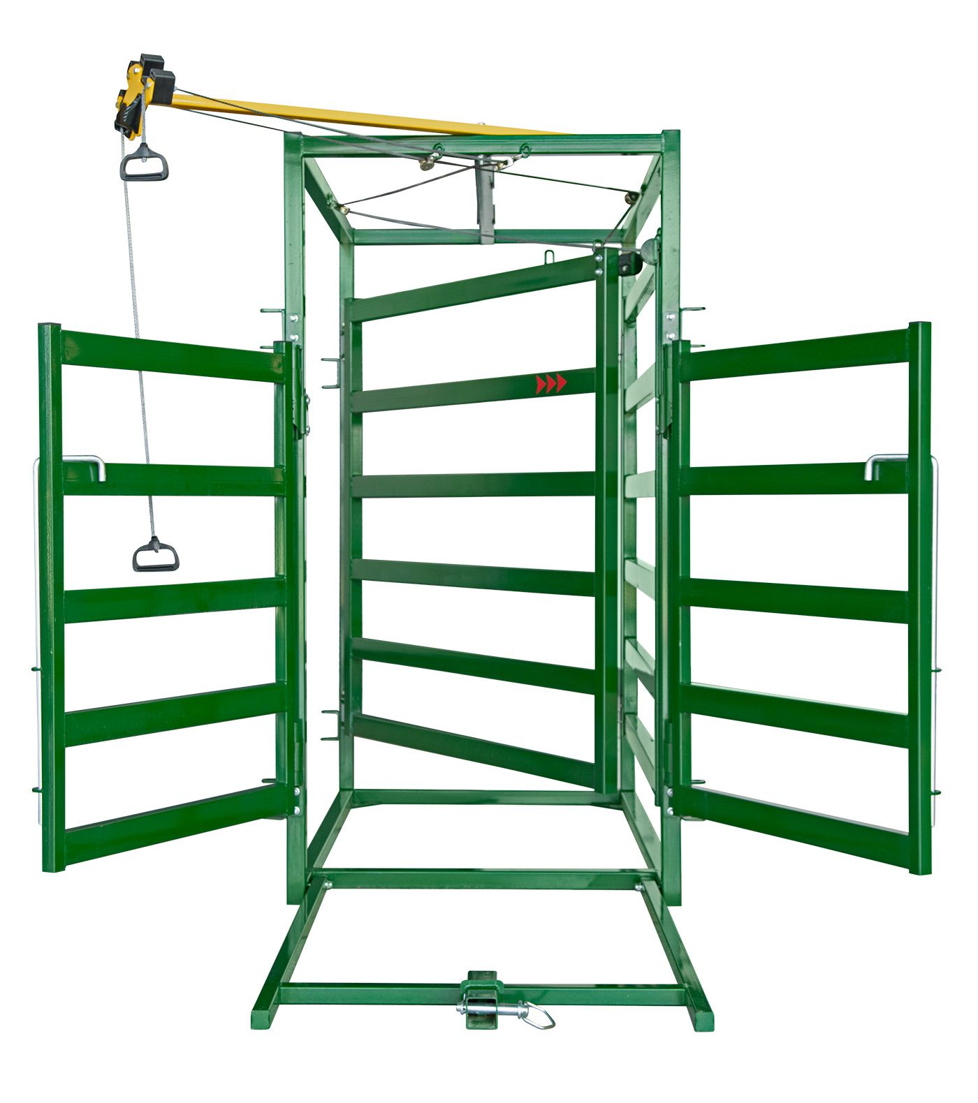 three-way cattle draft module with sorting gate open
