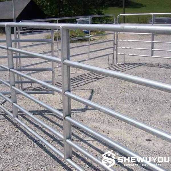 round tube cattle fencing panels installed in corral