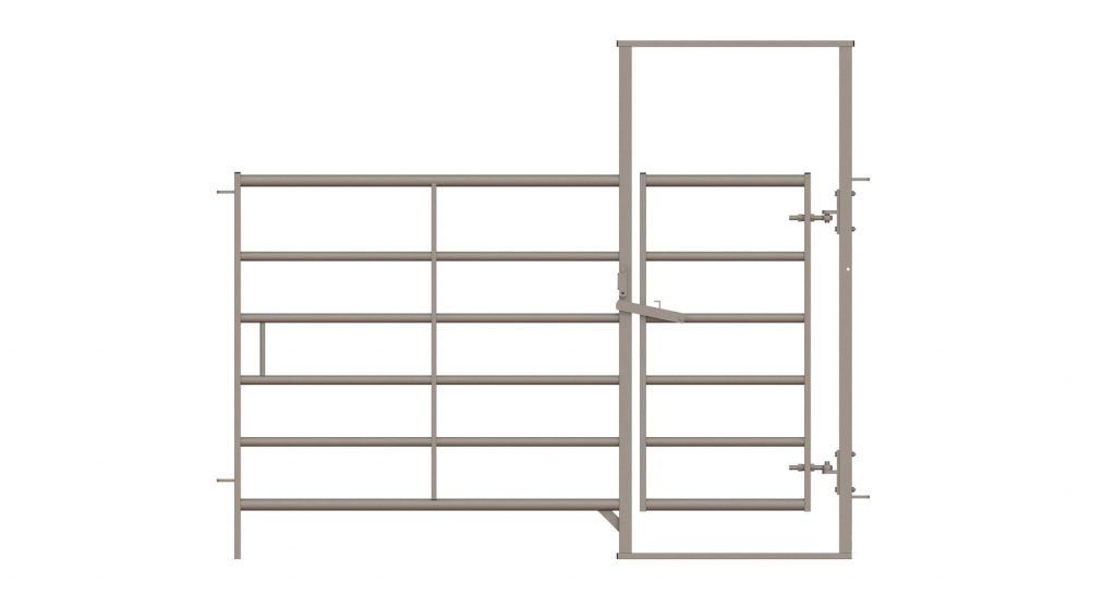 6-rail cattle hurdle with personnel access gate