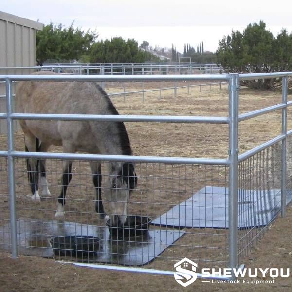 partial welded-mesh livestock fence panel installation