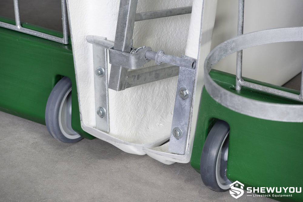 pair housing calf hutch integrated transport wheels