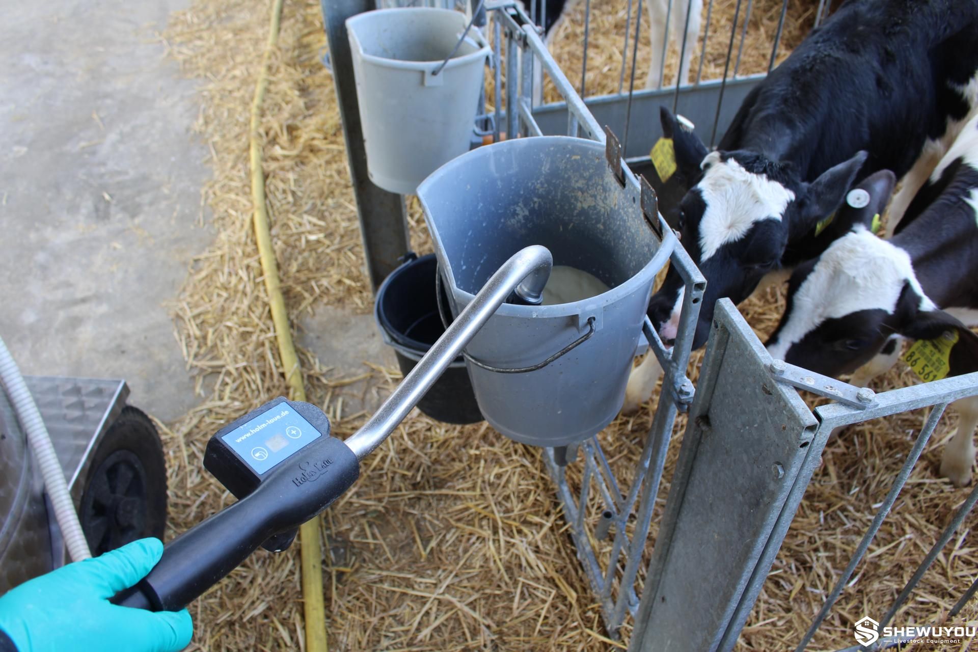 precision calf milk dosing into individual feeding bucket