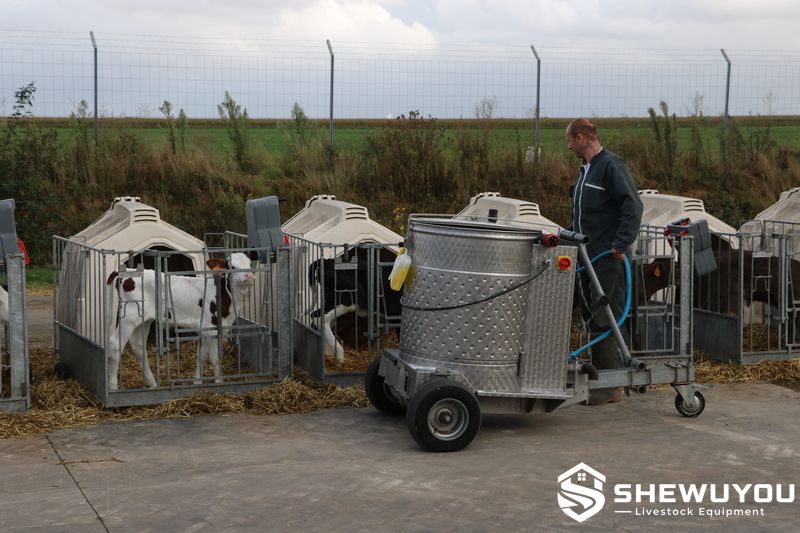 heated mixing and dosing calf milk trolley