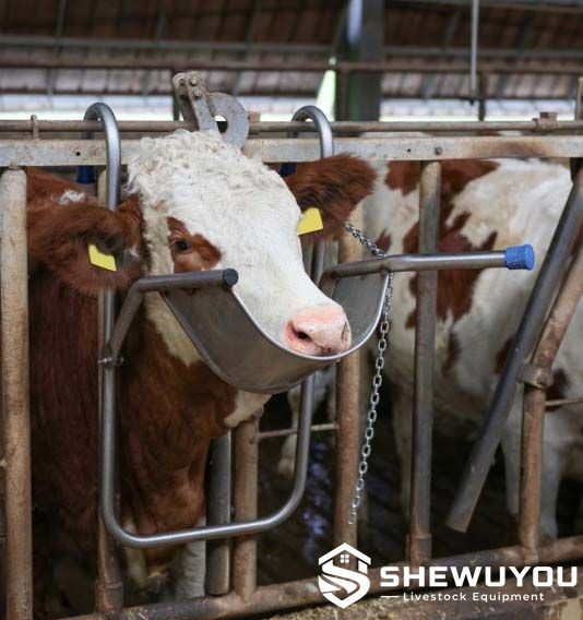 cattle head support mounted on livestock feeding barrier