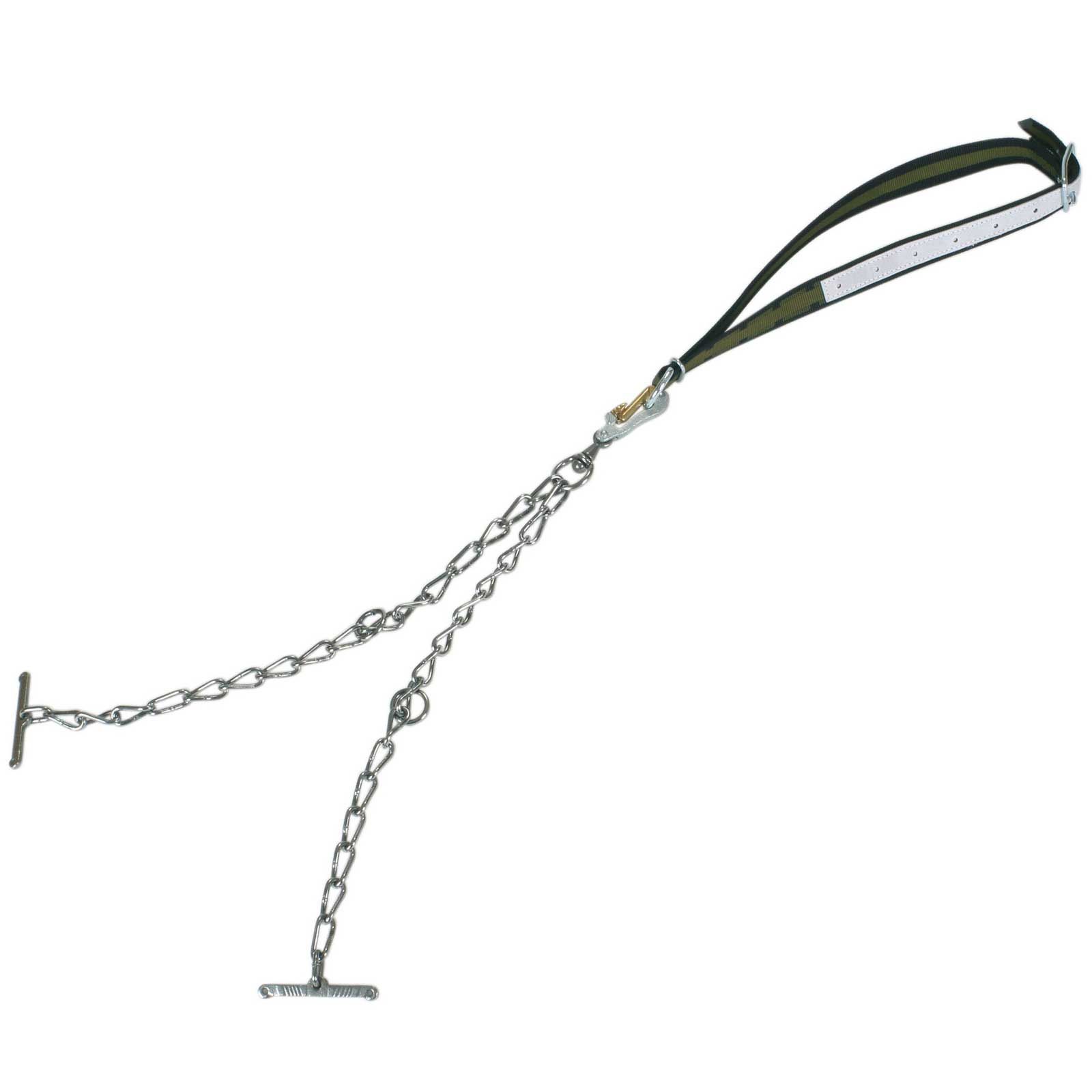 Cattle neck strap and double chain tether