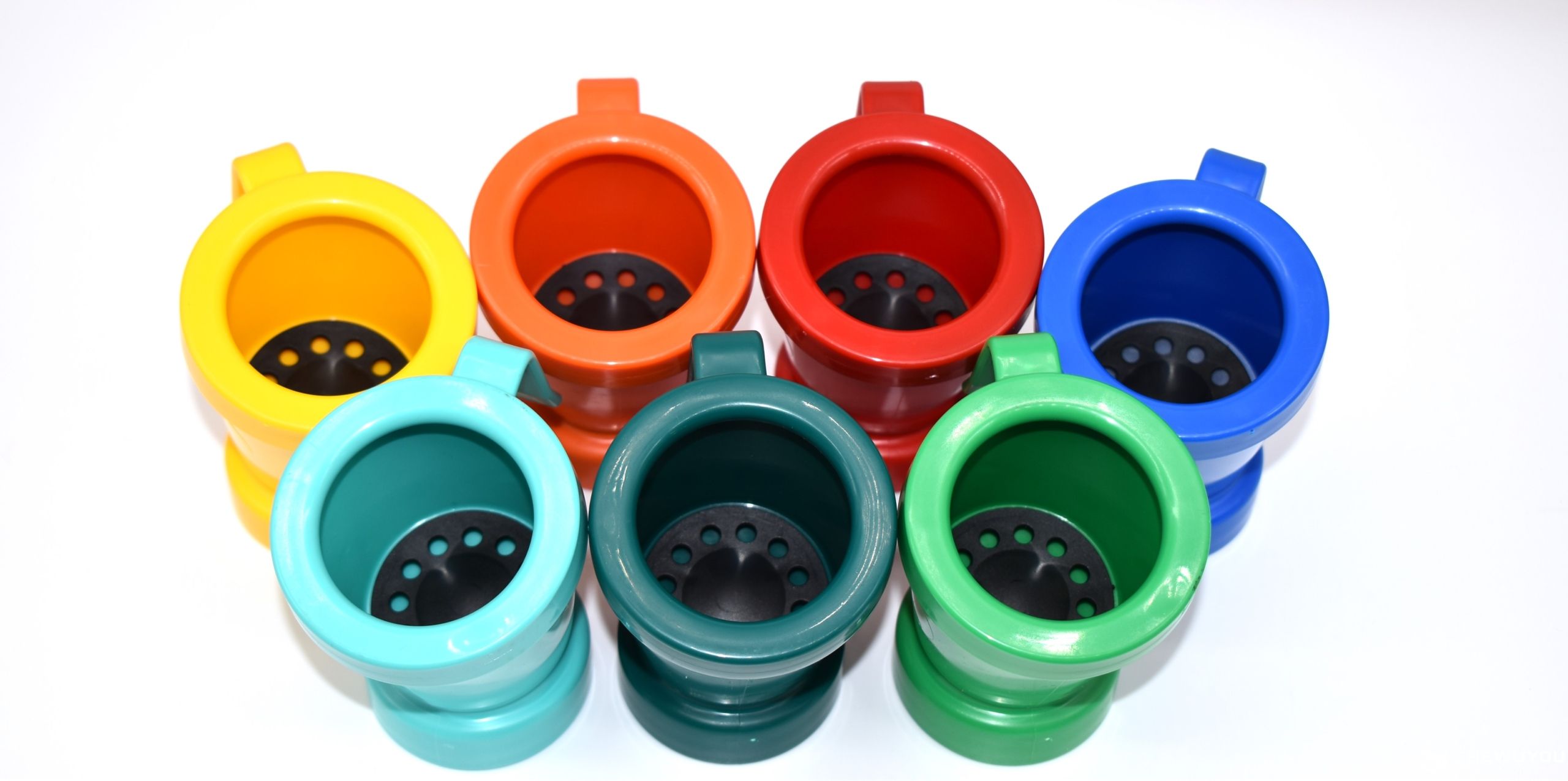Teat dip cup components and livestock hygiene equipment