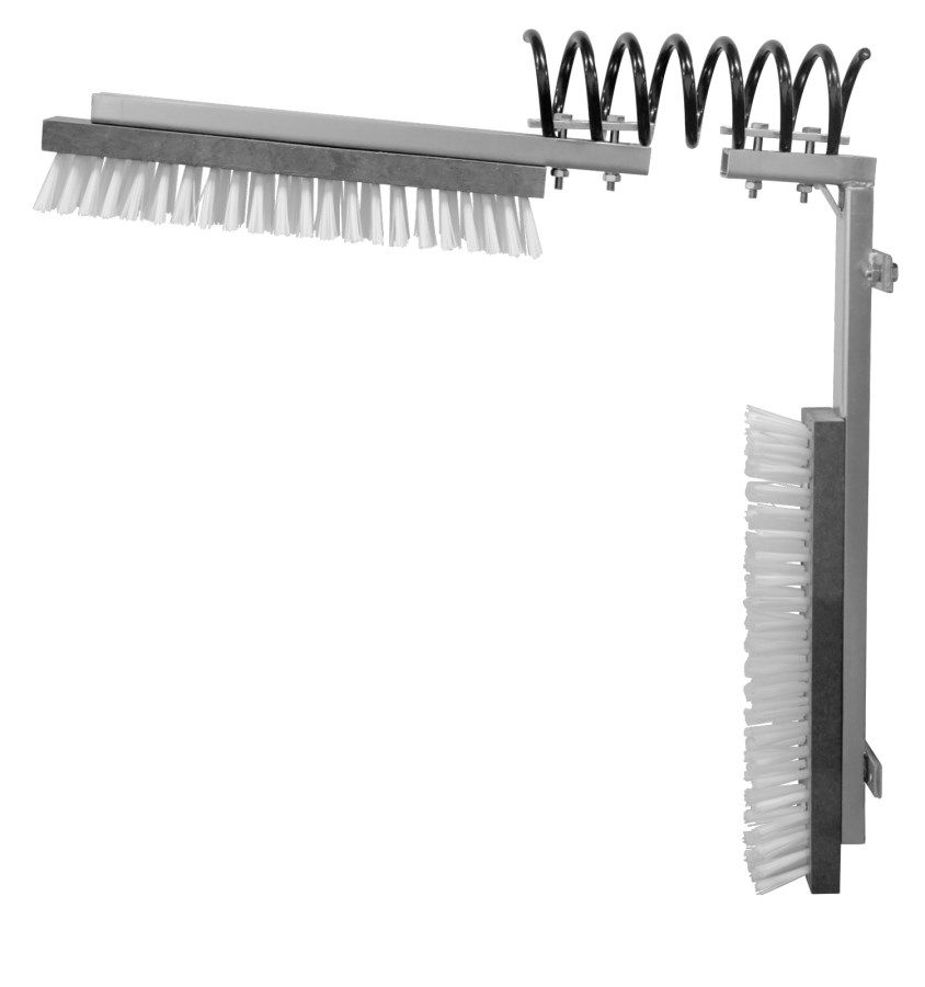 Adjustable livestock scratch brush with spring support