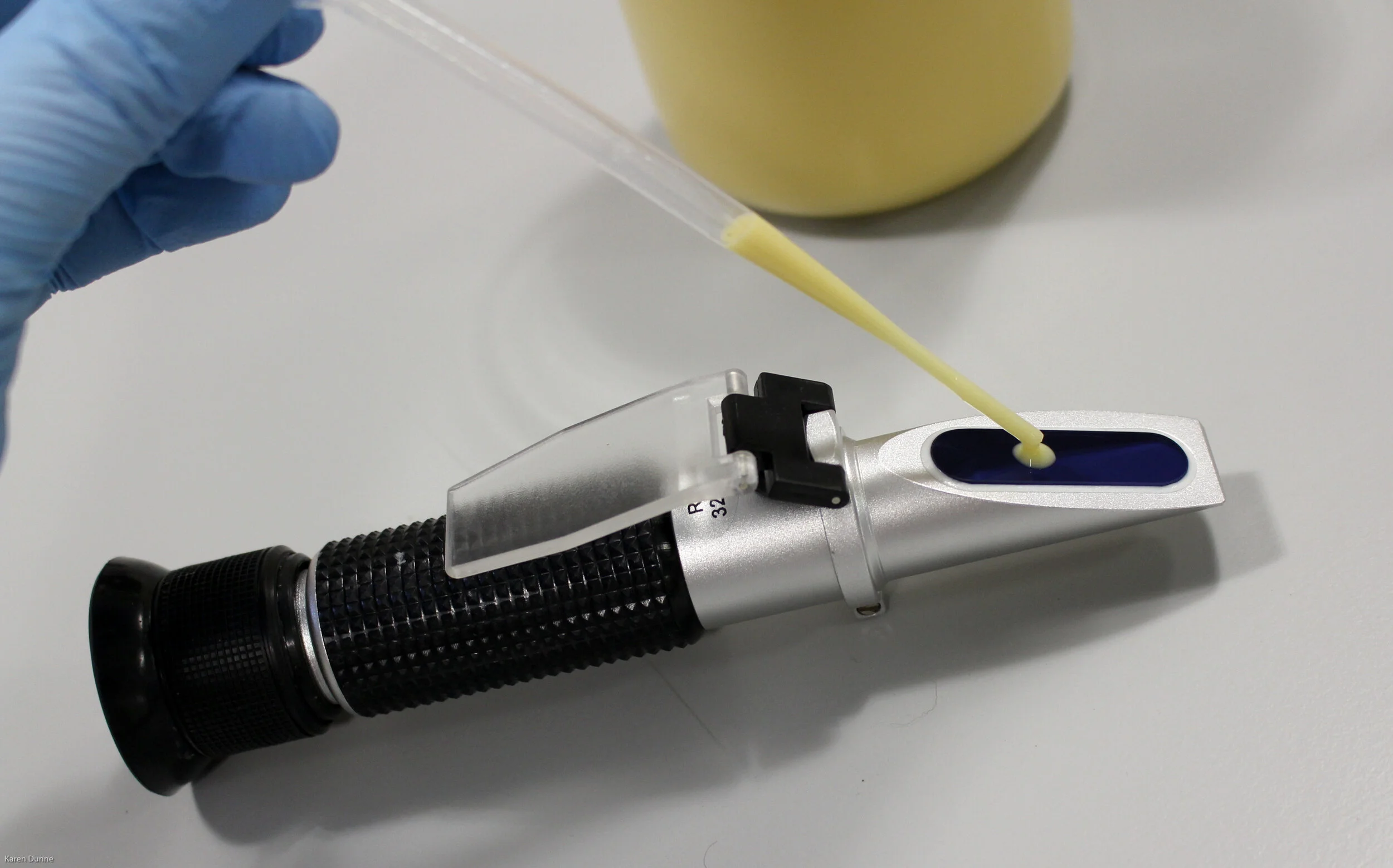 Colostrum Brix refractometer sample testing