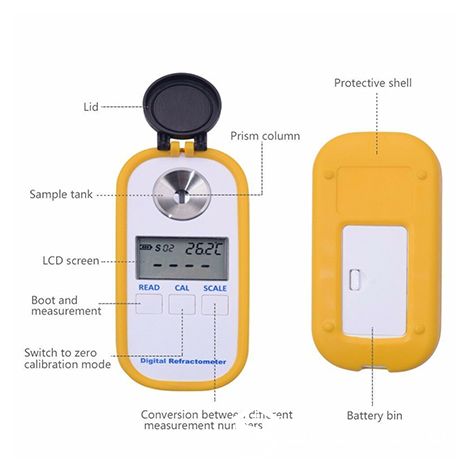Digital refractometer structural components for colostrum testing