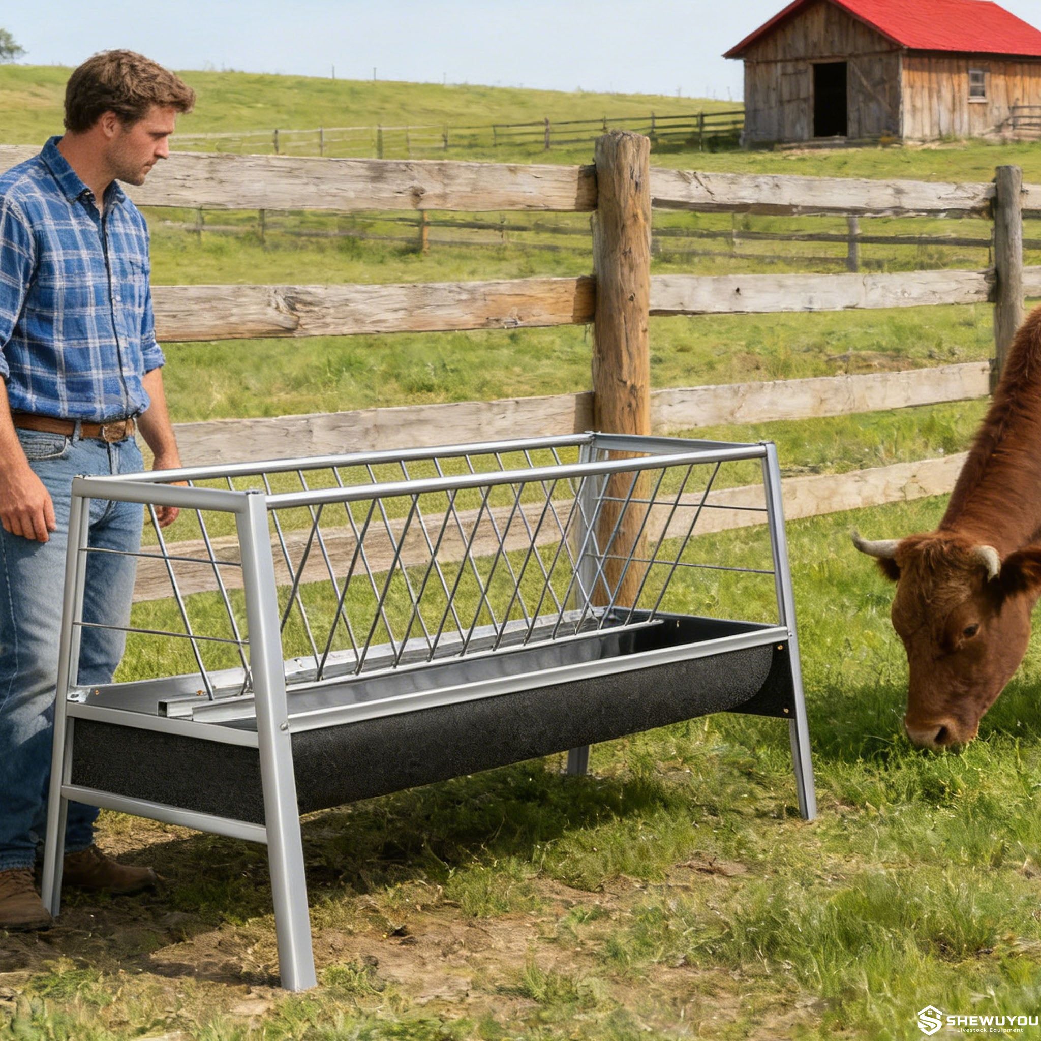 goat feed trough with galvanized steel frame