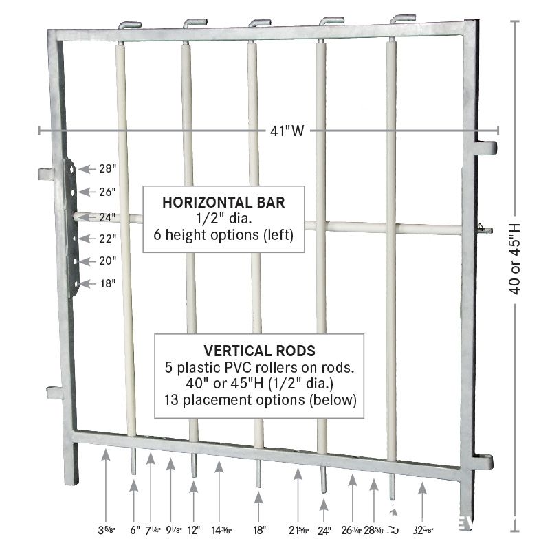 Lamb creep feeder adjustable rail configuration