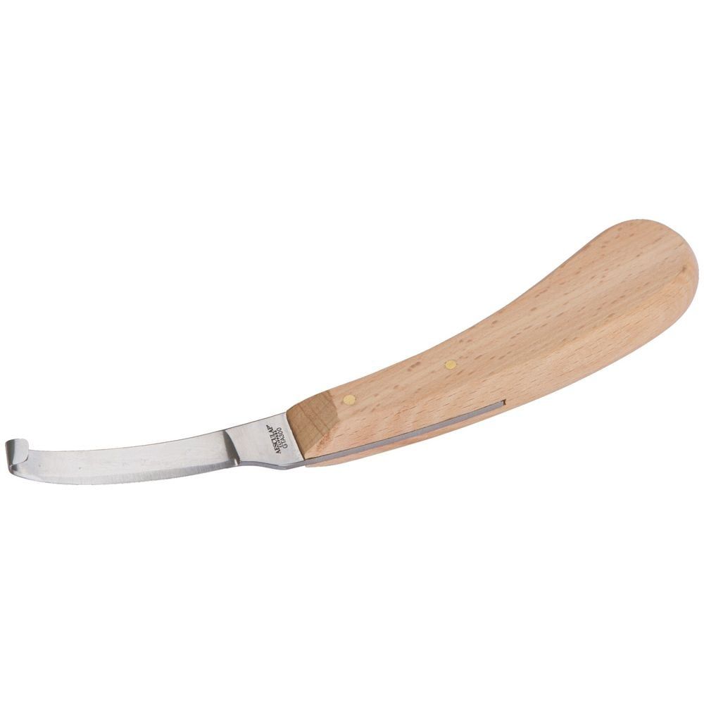 Professional single edge hoof knife with wooden handle