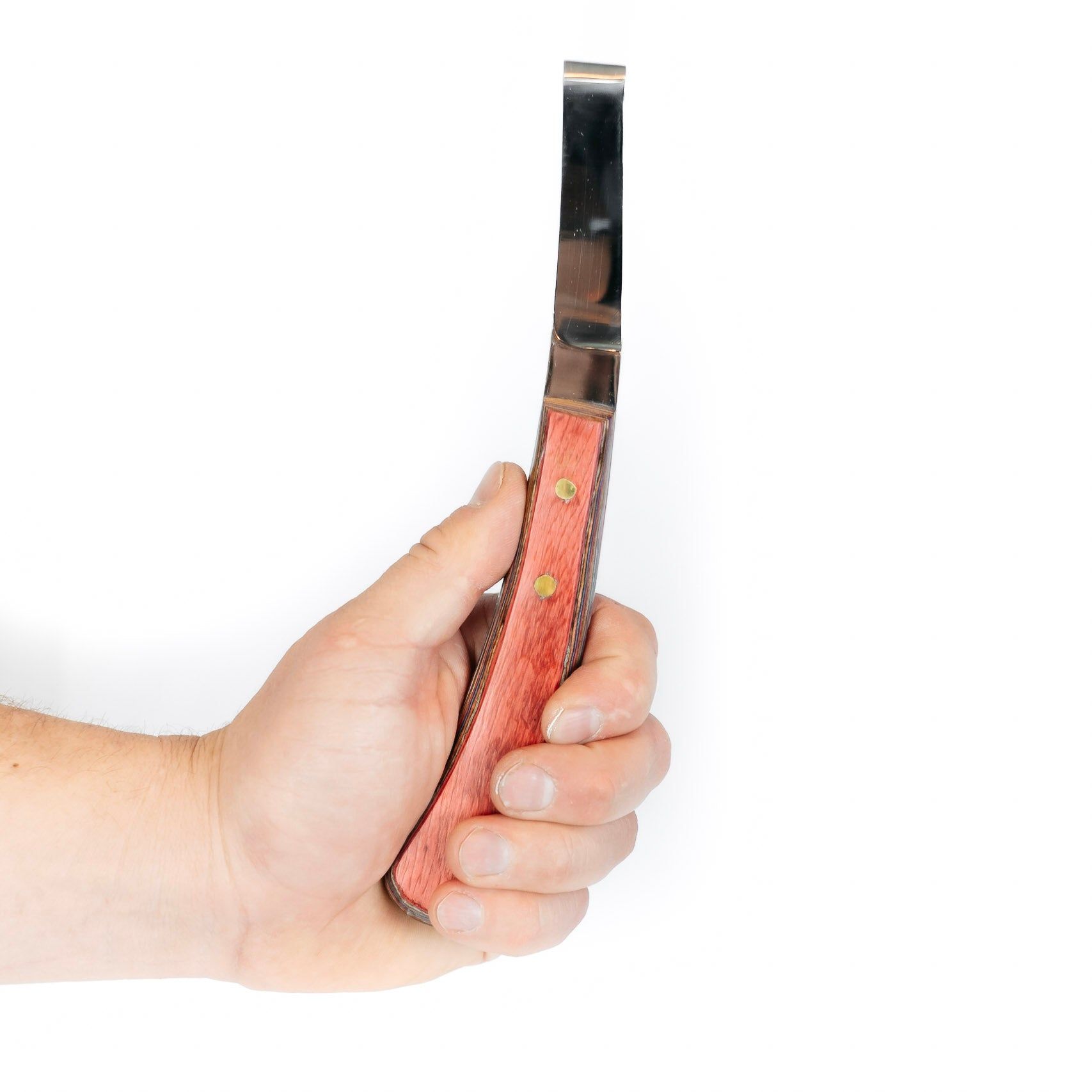 Left handed hoof trimming knife for livestock