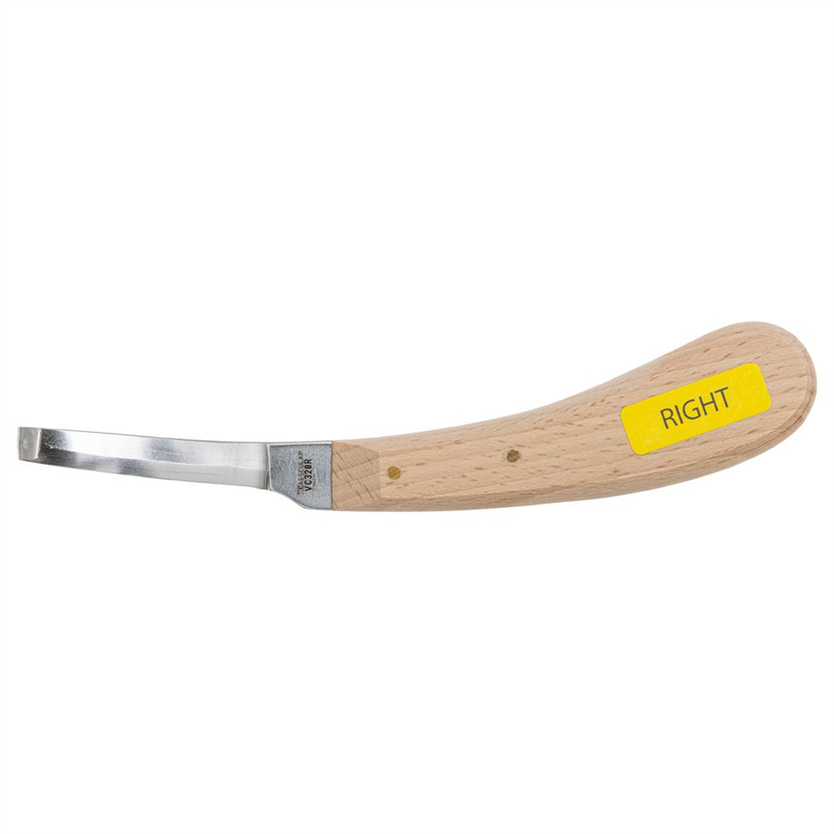 Right hand cattle hoof knife with wooden handle