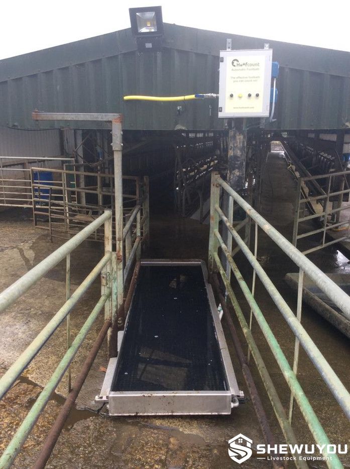 Automated cattle footbath system with control unit