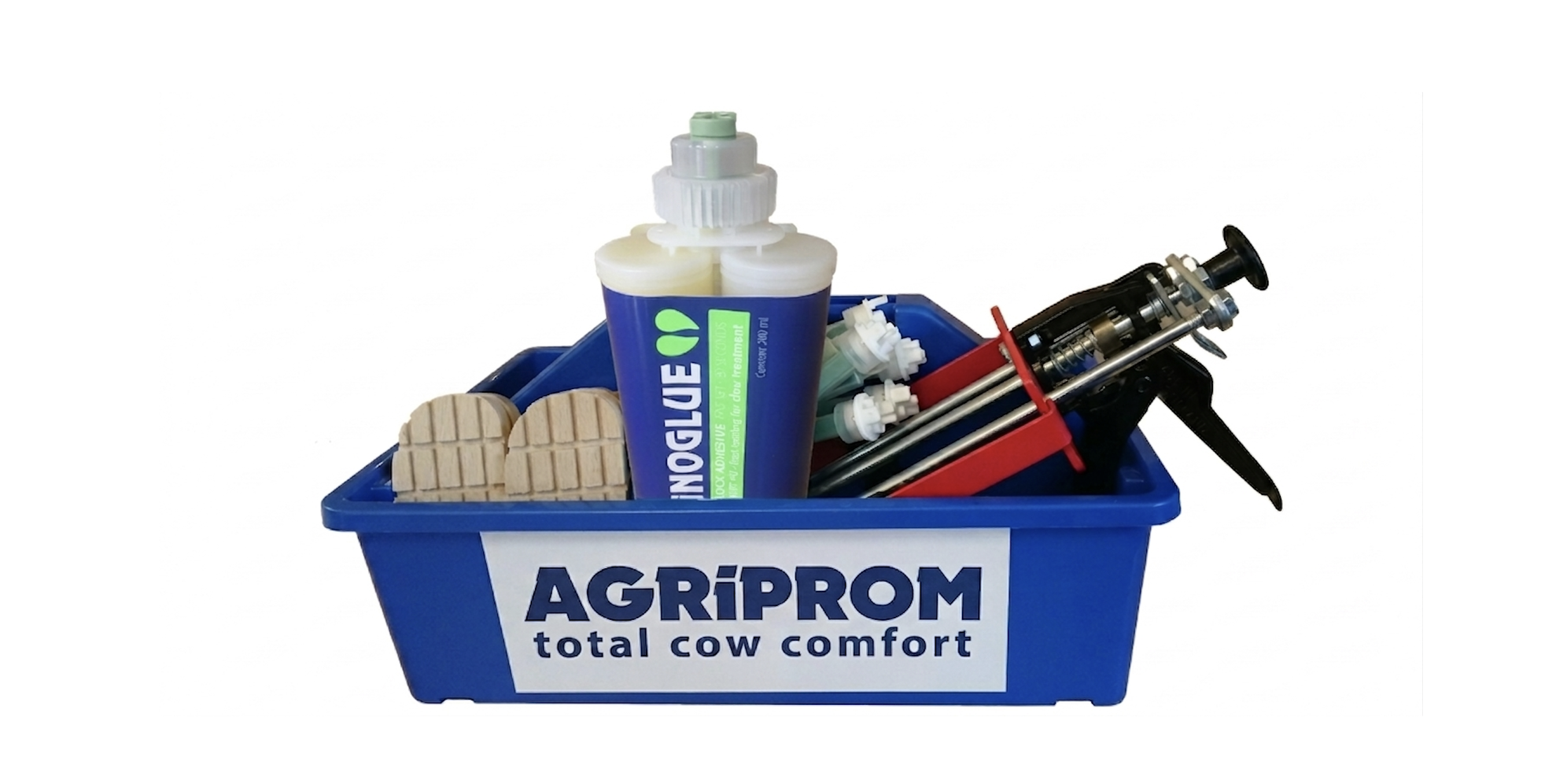 Hoof adhesive dosing gun and mixing tips kit