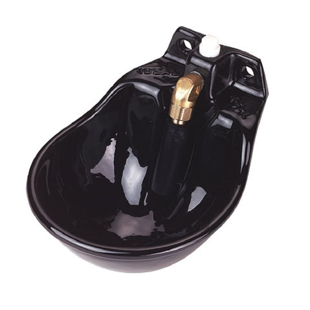Enamelled Cast Iron Cattle Drinking Bowl with Tube Valve