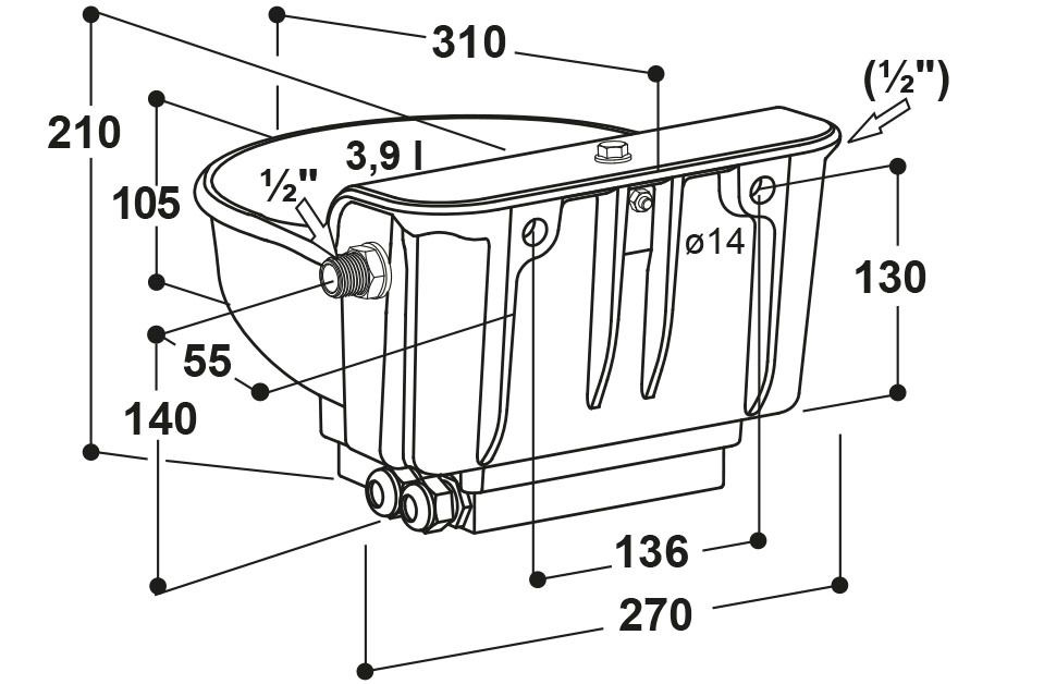 24V heated cattle drinking bowl