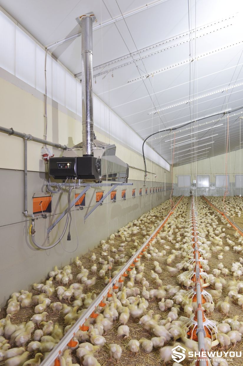 commercial poultry house heating installation