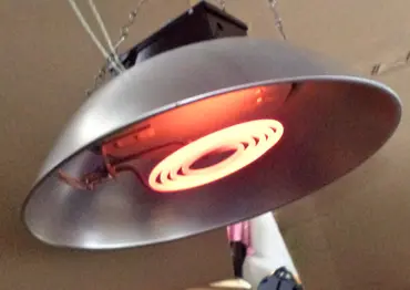 suspended electric poultry brooder operating