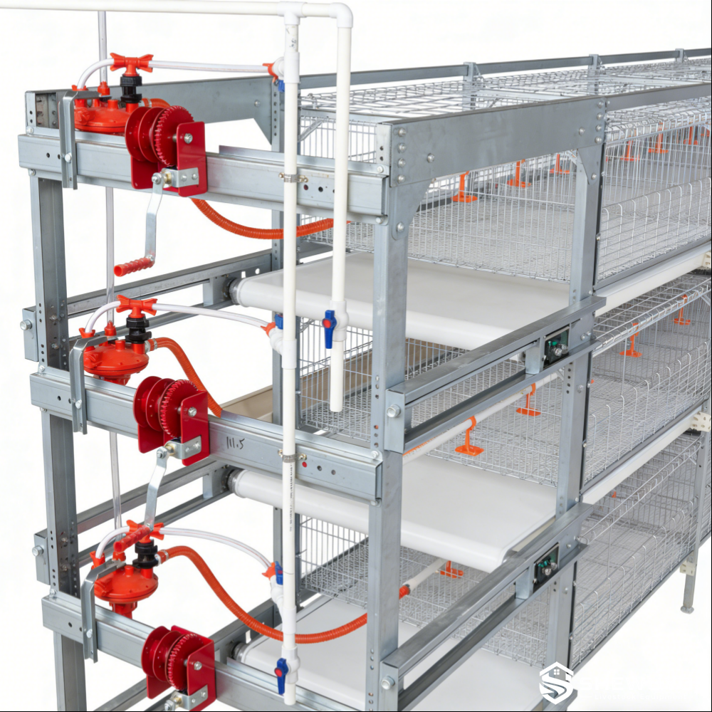 broiler cage system for commercial poultry farming