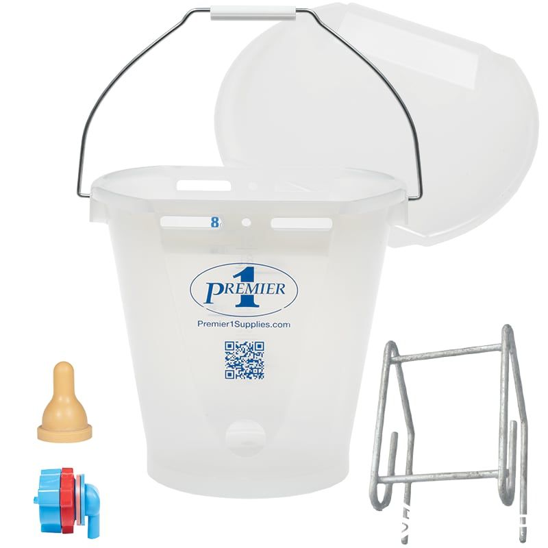 transparent round lamb feeding bucket with teat units
