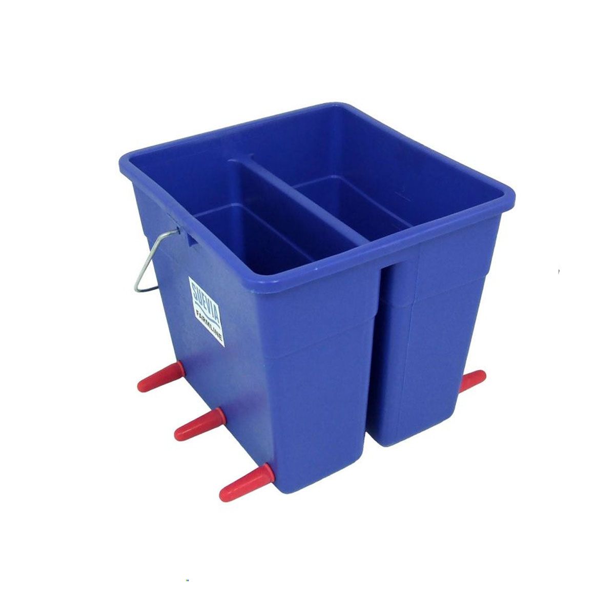 dual-compartment lamb and goat kid feeding bucket