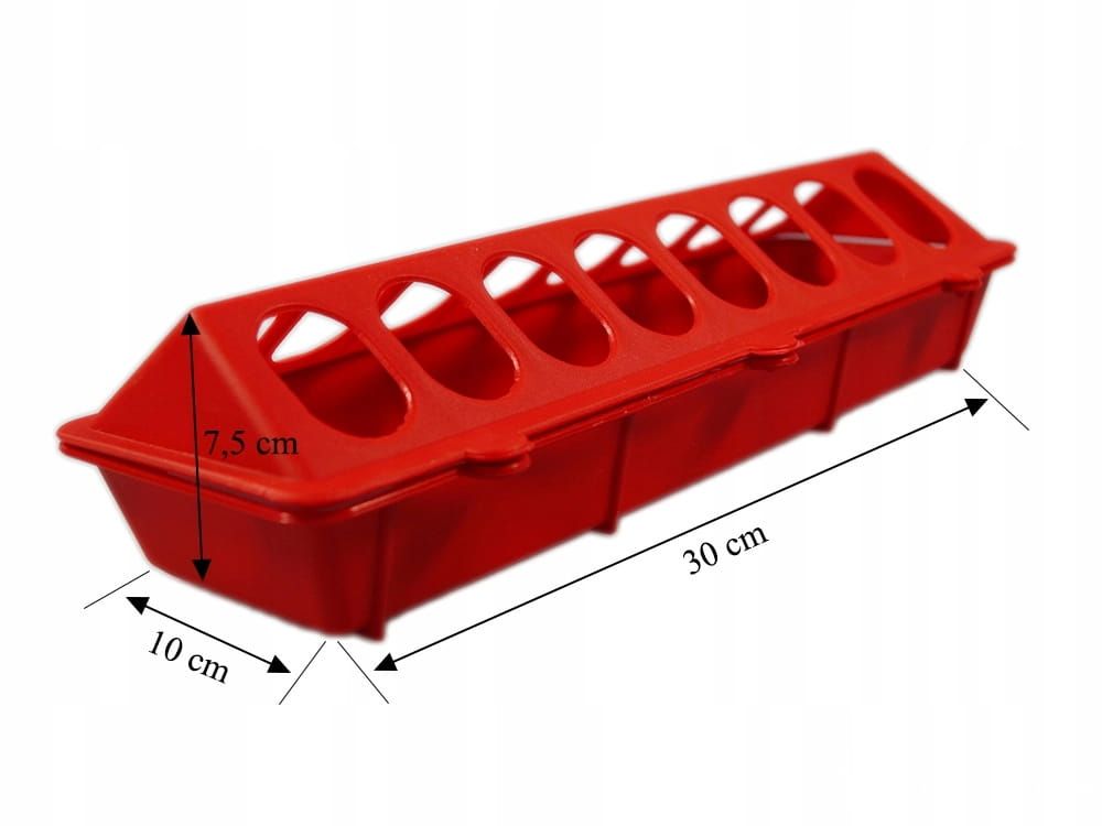 30 cm red plastic poultry chick trough feeder
