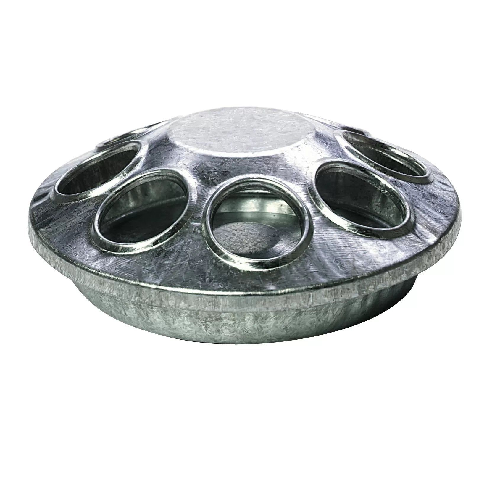 eight hole galvanized round chick feeder