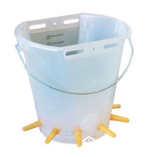 transparent lamb milk feeding bucket with multiple teats