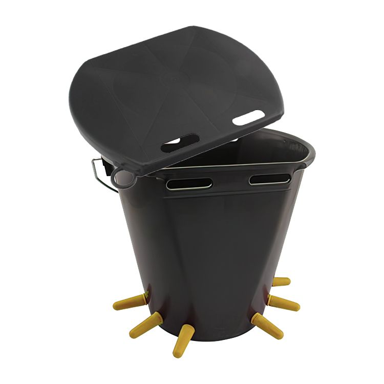 lamb feeding bucket with lid and multiple teats